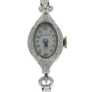 White Gold & Gold Filled Diamond Art Deco Ladies Watch - 14k 1/20 10k Vintage